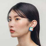 RACCAN ピアス shape F『sound wave』ブラウン×薄グリーン×ブルー
