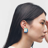 RACCAN ピアス shape F『sound wave』ブラウン×薄グリーン×ブルー