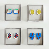 RACCAN ピアス shape H『drums』ブルー×ブラウン