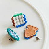 RACCAN ピアス shape H『drums』ブルー×ブラウン