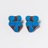 RACCAN ピアス shape H『drums』ブルー×ブラウン