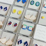 RACCAN ピアス shape H『drums』ブルー×ブラウン